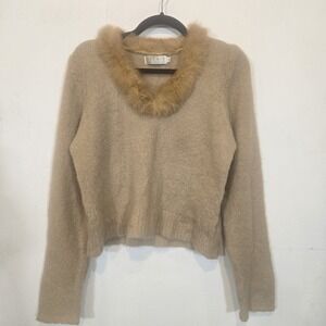 Relais Vtg 90s Sweater with (probably) Faux Fur Trim Size Medium